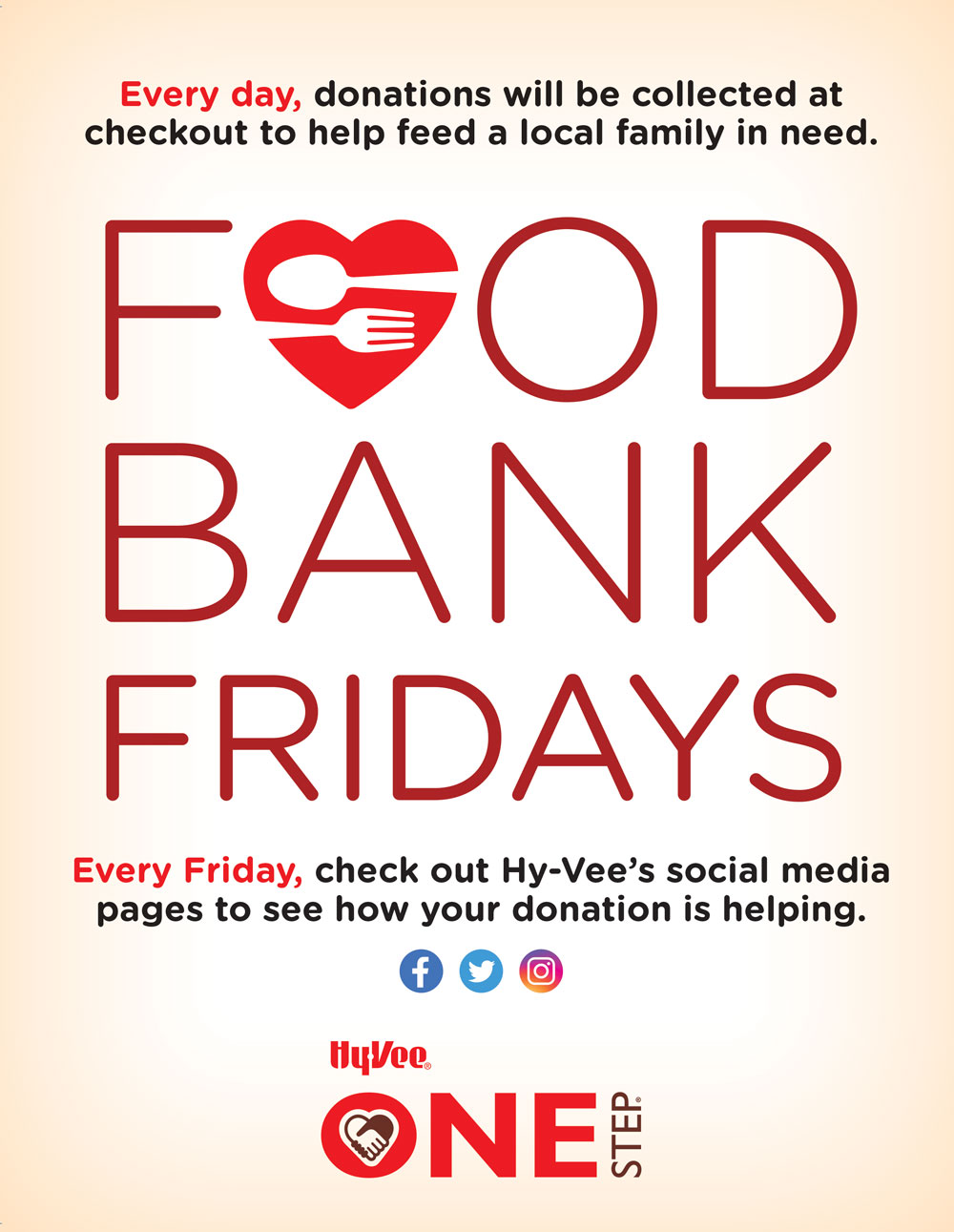 Hy-Vee One Step "Food Bank Fridays" Fundraiser - Company - Hy-Vee - Your employee-owned grocery store