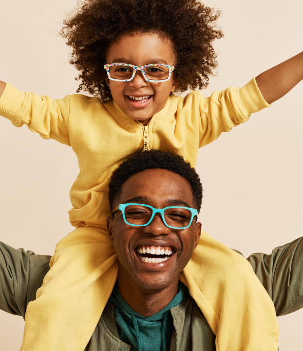 Dad and Daughter Wearing Glasses