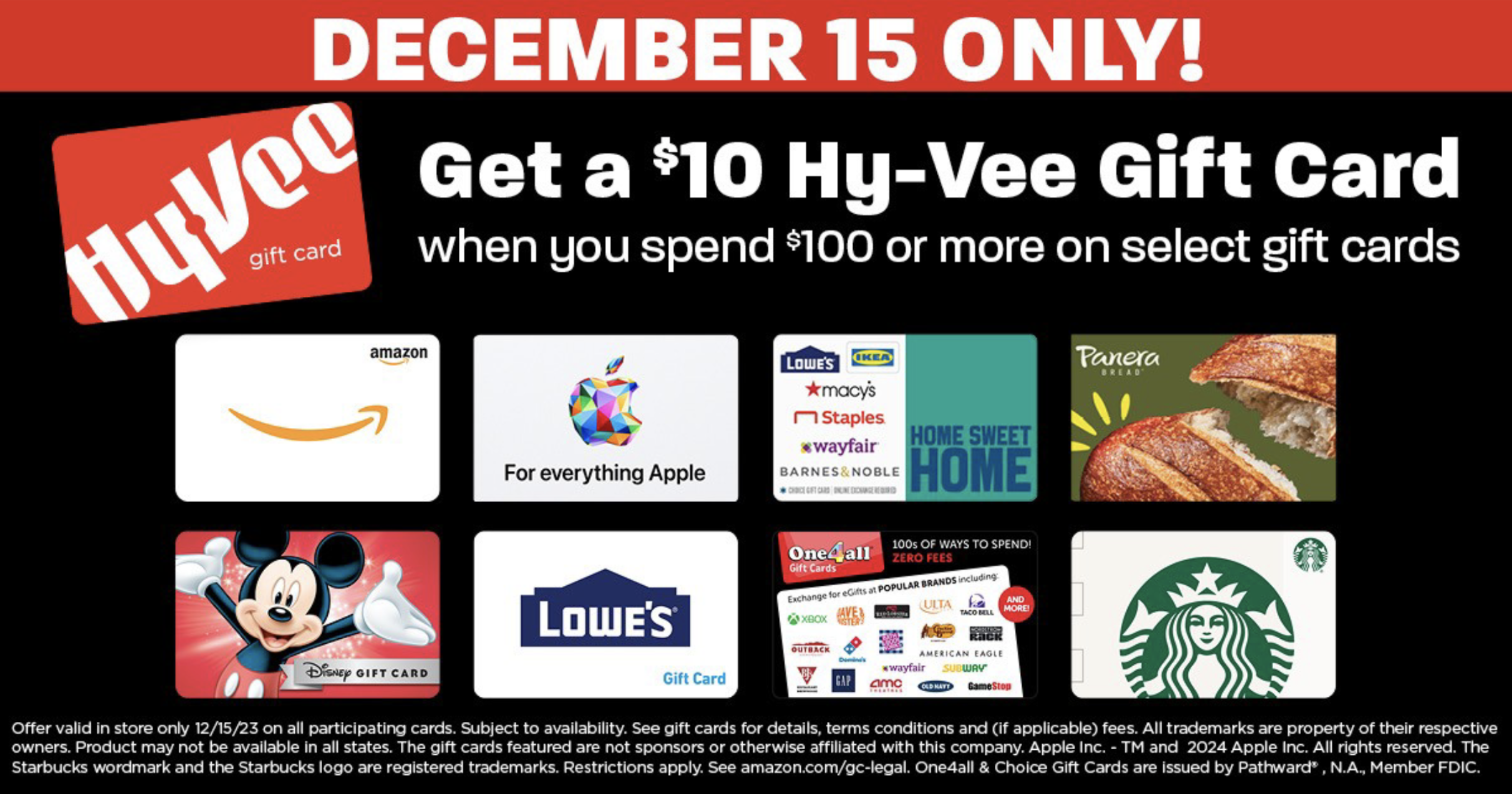 hy-vee gift card sale